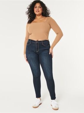 Hollister Curvy High-Rise Dark Wash Jean Leggings size 29 x 28"